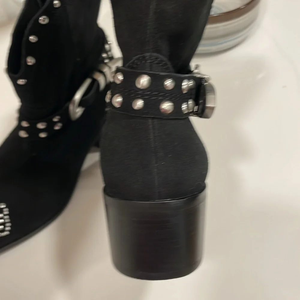 NWOT Booties! Country vibe, comfy and cute! Black suede like with silver stud - Picture 4 of 7